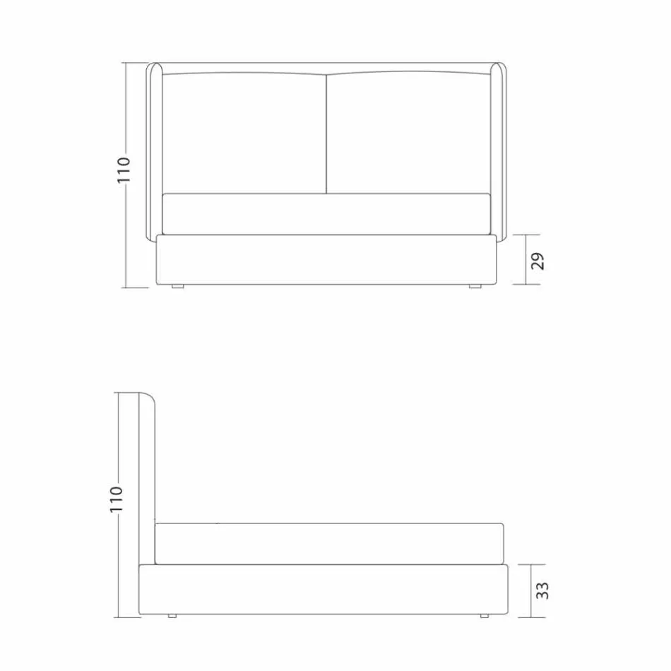 Modern cama de casal, sem armazenamento, Kate por Bolzan Viadurini