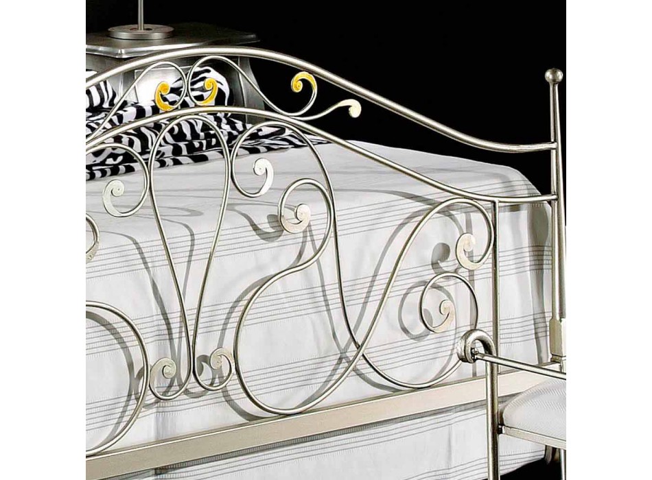 cama de casal neoclássica em ferro forjado a mão completo Jessica Viadurini