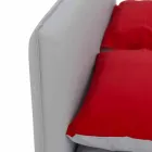 Cama de casal coberta com imitação de couro com pés feitos na Itália - Nurzio Viadurini