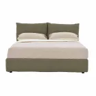 Cama de Casal Estofada em Tecido com Pés Pretos Made in Italy - Bandola Viadurini