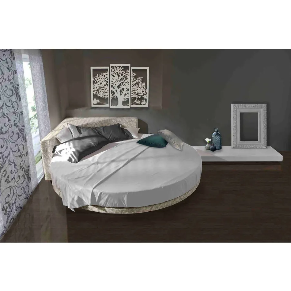Cama de casal redonda moderna com cabeceira angular Made in Italy - Tima Viadurini
