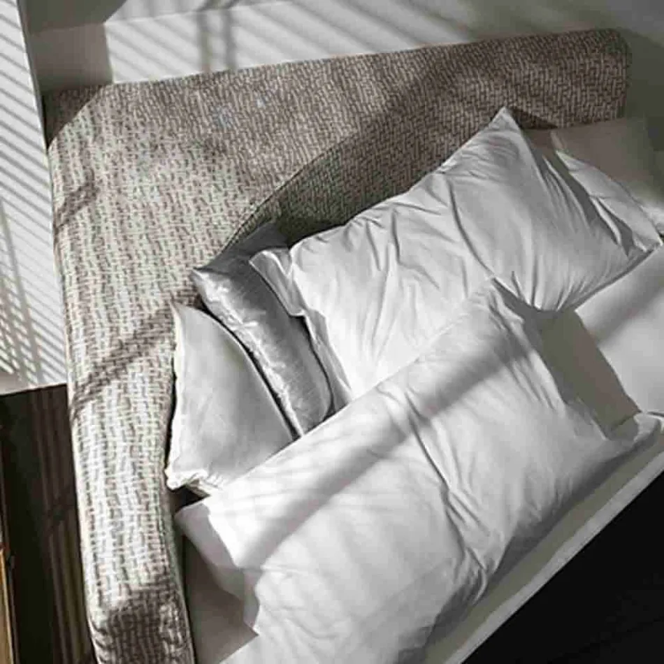 Cama de casal redonda moderna com cabeceira angular Made in Italy - Tima Viadurini