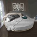 Cama de casal redonda moderna com cabeceira angular Made in Italy - Tima