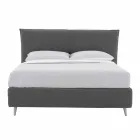 Cama de casal com capa removível com pés de madeira Made in Italy - Tampa Viadurini