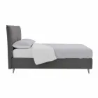 Cama de casal com capa removível com pés de madeira Made in Italy - Tampa Viadurini