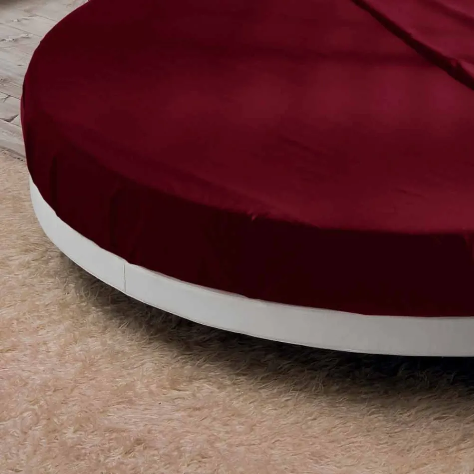 Cama de casal redonda coberta com couro ecológico Made in Italy Design - Vesio Viadurini