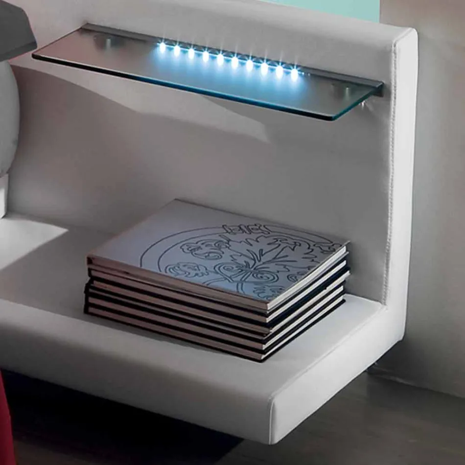 Cama de casal redonda coberta com couro ecológico Made in Italy Design - Vesio Viadurini