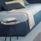 Cama de canto individual, com cabeceira de madeira e painel lateral Line4 Bolzan Viadurini