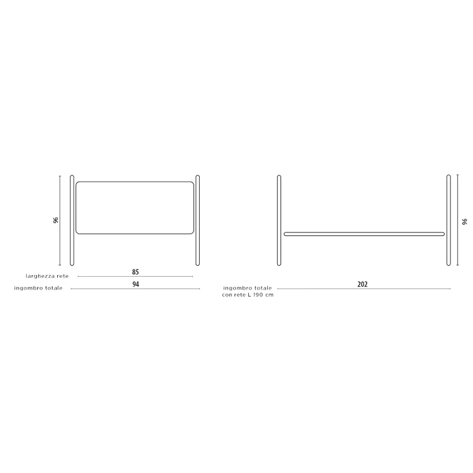 Cama de Solteiro com Estrutura de Ferro Coordenada Made in Italy - Lillo Viadurini