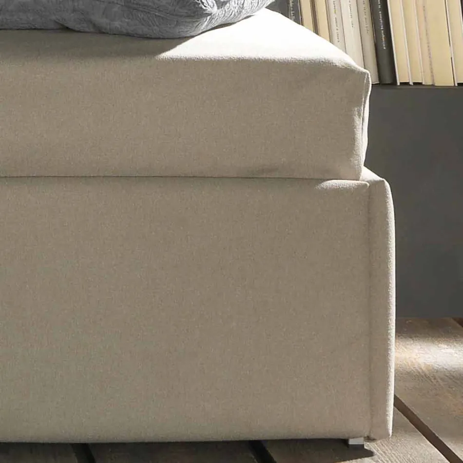 Cama de solteiro com cabeceira em forma e painel lateral, Line8 Bolzan Viadurini