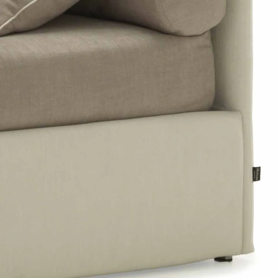 Cama simple com estrutura de cabeceira, ferro e madeira Linha by Bolzan Viadurini