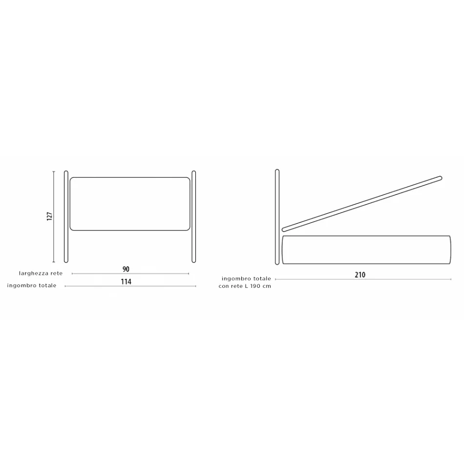 Cama de solteiro estofada com armazenamento opcional Fabricado na Itália - Akira Viadurini