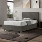 Cama de casal tamanho Queen (120x200 cm) com cabeceira em microfibra, fabricada na Itália - Pallone Viadurini