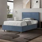 Cama de casal tamanho Queen (120x200 cm) com cabeceira em microfibra, fabricada na Itália - Pallone Viadurini