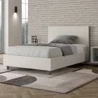 Cama de casal tamanho Queen (120x200 cm) com cabeceira em couro sintético, fabricada na Itália - Pallone Viadurini