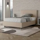 Cama de casal tamanho Queen (120x200 cm) com cabeceira em couro sintético, fabricada na Itália - Pallone Viadurini