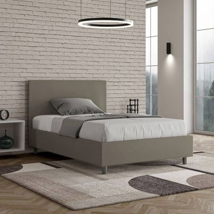Cama de casal tamanho Queen (120x200 cm) com cabeceira em couro sintético, fabricada na Itália - Pallone Viadurini