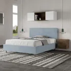 Cama de casal 140x200 cm com cabeceira em microfibra, fabricada na Itália - Pallone Viadurini