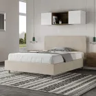Cama de casal 140x200 cm com cabeceira em microfibra, fabricada na Itália - Pallone Viadurini