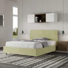 Cama de casal 140x200 cm com cabeceira em microfibra, fabricada na Itália - Pallone Viadurini