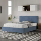 Cama de casal 140x200 cm com cabeceira em microfibra, fabricada na Itália - Pallone Viadurini