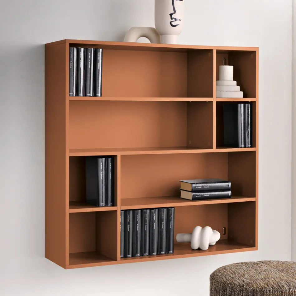 Estante de parede de design em melamina em várias cores, fabricada na Itália - Kea Viadurini