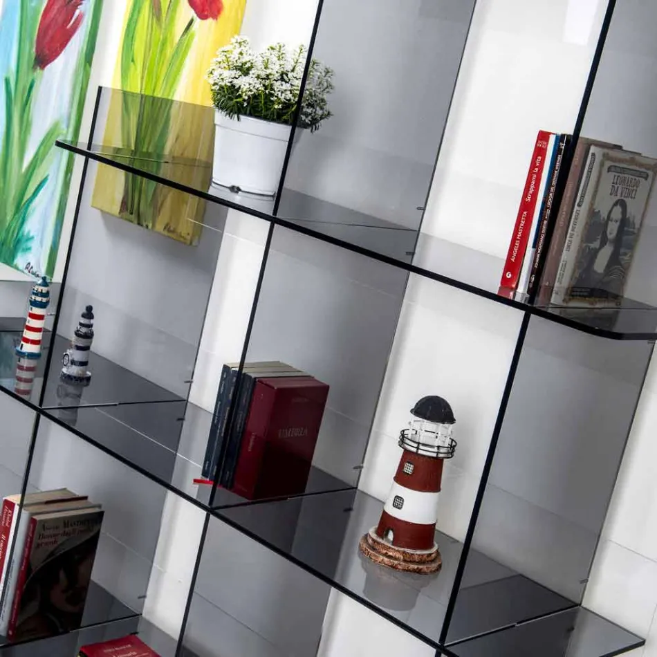 Livro de parede Smoke Sfera3 L180 x H180 x P30 cm, fabricado na Itália Viadurini