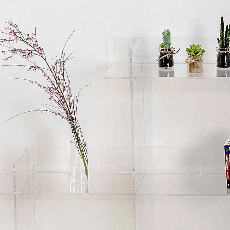 Sphere3 L180 x H180 x P30 cm estante transparente, fabricada na Itália Viadurini