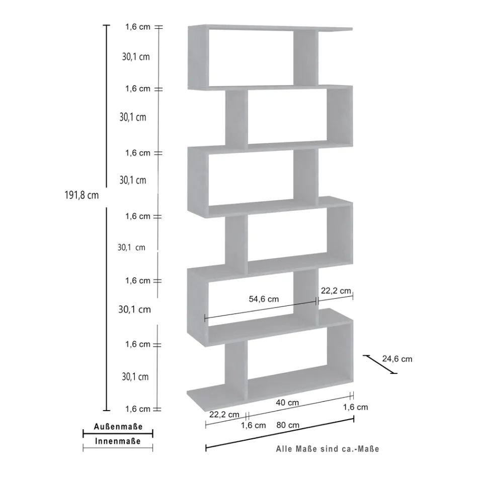 Estante de Parede com Design Vertical Sala de Estar em Madeira 3 Acabamentos - Minetta Viadurini