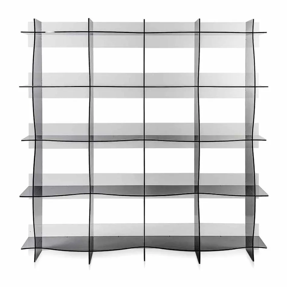 Muro esculpido contemporâneo / estante contemporâneo Pam fumé, made in Italy Viadurini