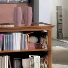 Estante baixa com estrutura de madeira e compartimentos abertos Made in Italy - Fauno Viadurini