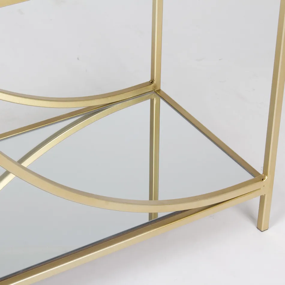 Estante de baixo aço e 3 prateleiras de vidro com design elegante - Noralea Viadurini