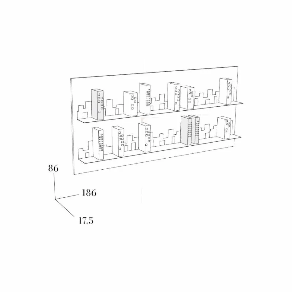 Biblioteca para pendurar o horizonte 186x86 Mabele Viadurini
