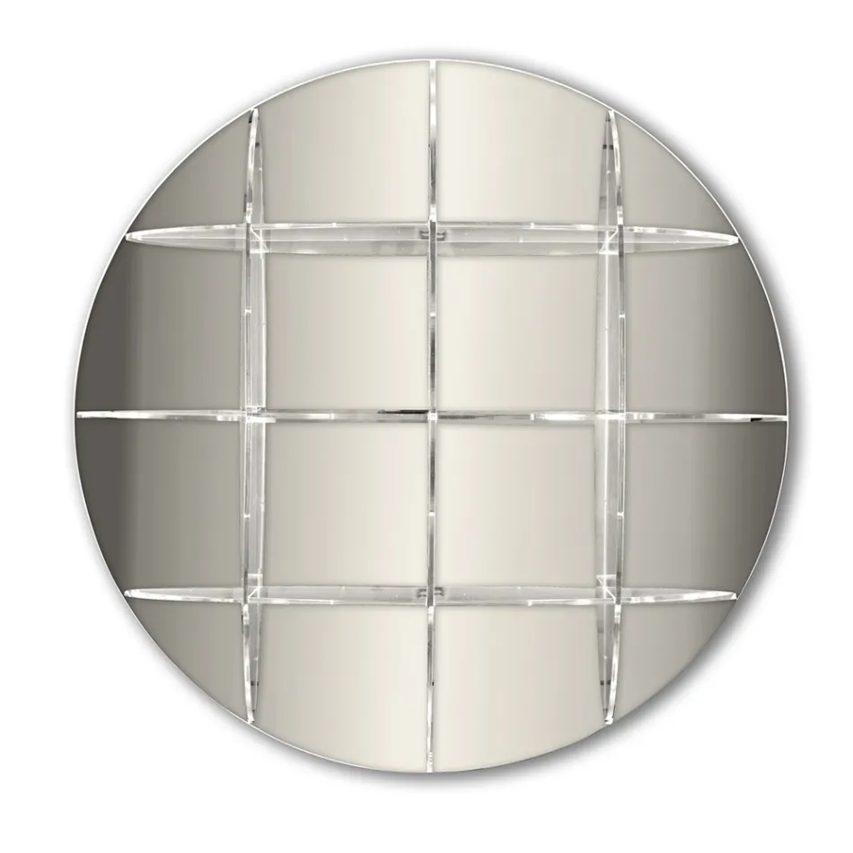 Estante de parede redonda em acrílico dourado ou prateado fabricado na Itália - Lizzy Viadurini