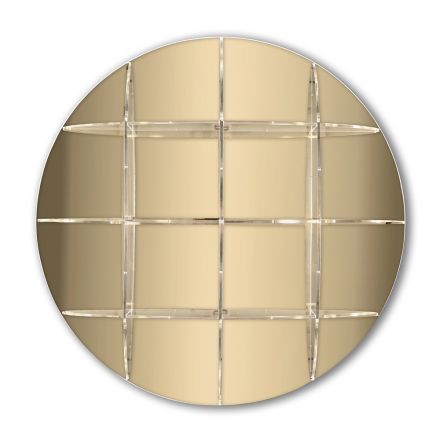Estante de parede redonda em acrílico dourado ou prateado fabricado na Itália - Lizzy Viadurini