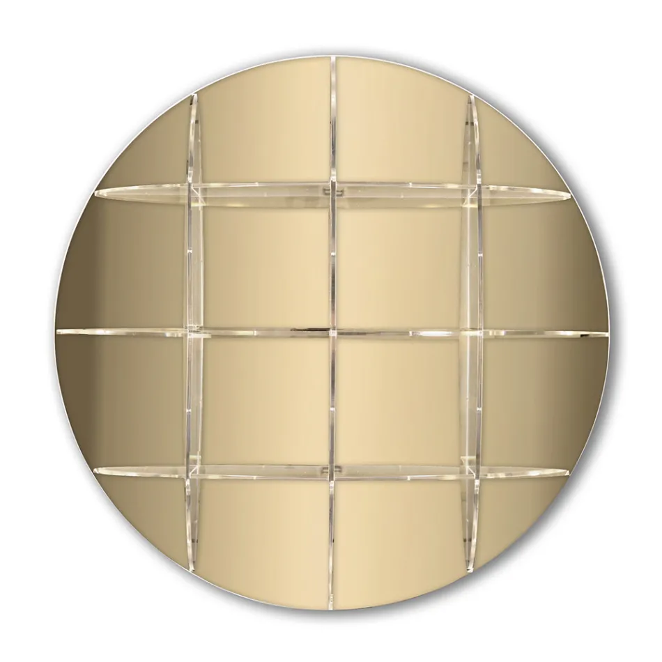 Estante de parede redonda em acrílico dourado ou prateado fabricado na Itália - Lizzy Viadurini