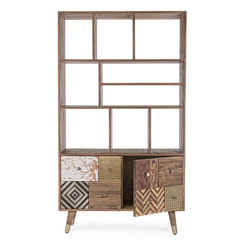 Estante Sala em Madeira Mango e Portas Recicladas Homemotion - Auriel Viadurini