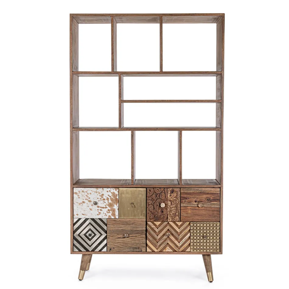 Estante Sala em Madeira Mango e Portas Recicladas Homemotion - Auriel Viadurini