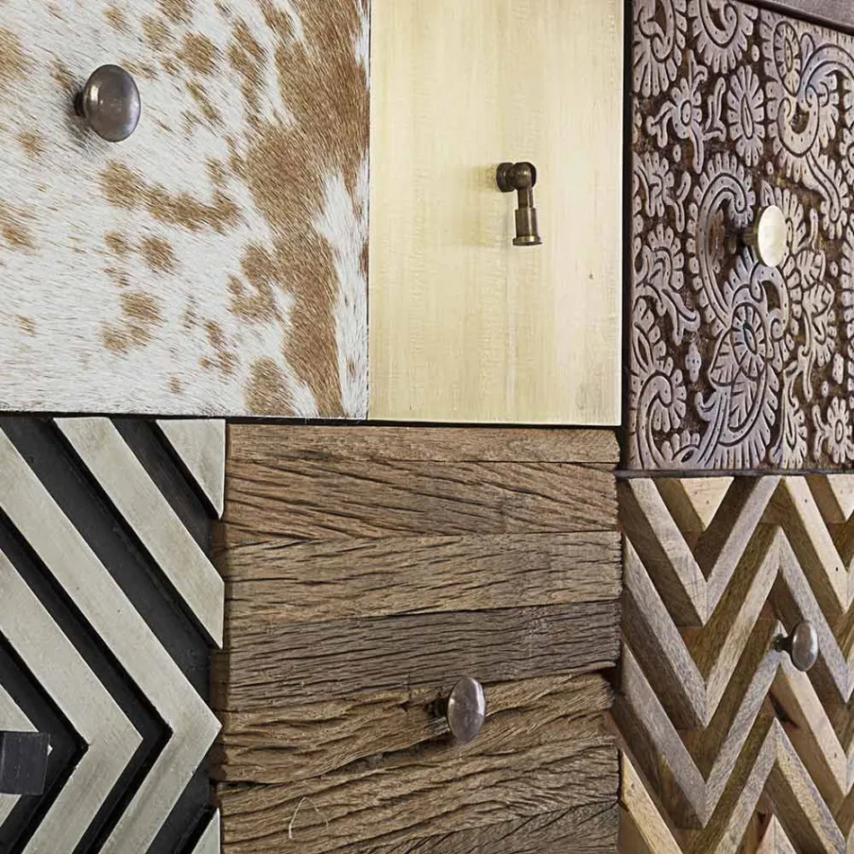 Estante Sala em Madeira Mango e Portas Recicladas Homemotion - Auriel Viadurini