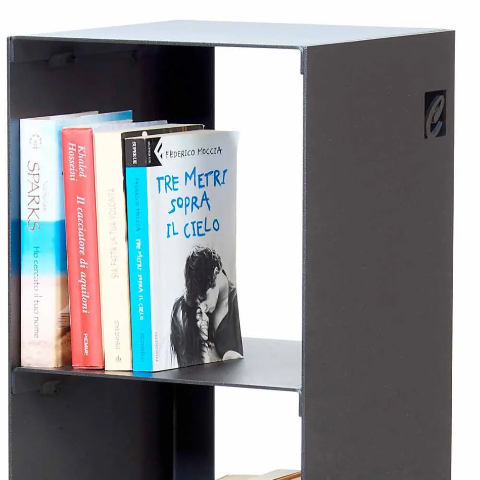 Estante de piso moderna em ferro preto, vermelho, branco ou cinza fabricada na Itália - Pls Viadurini