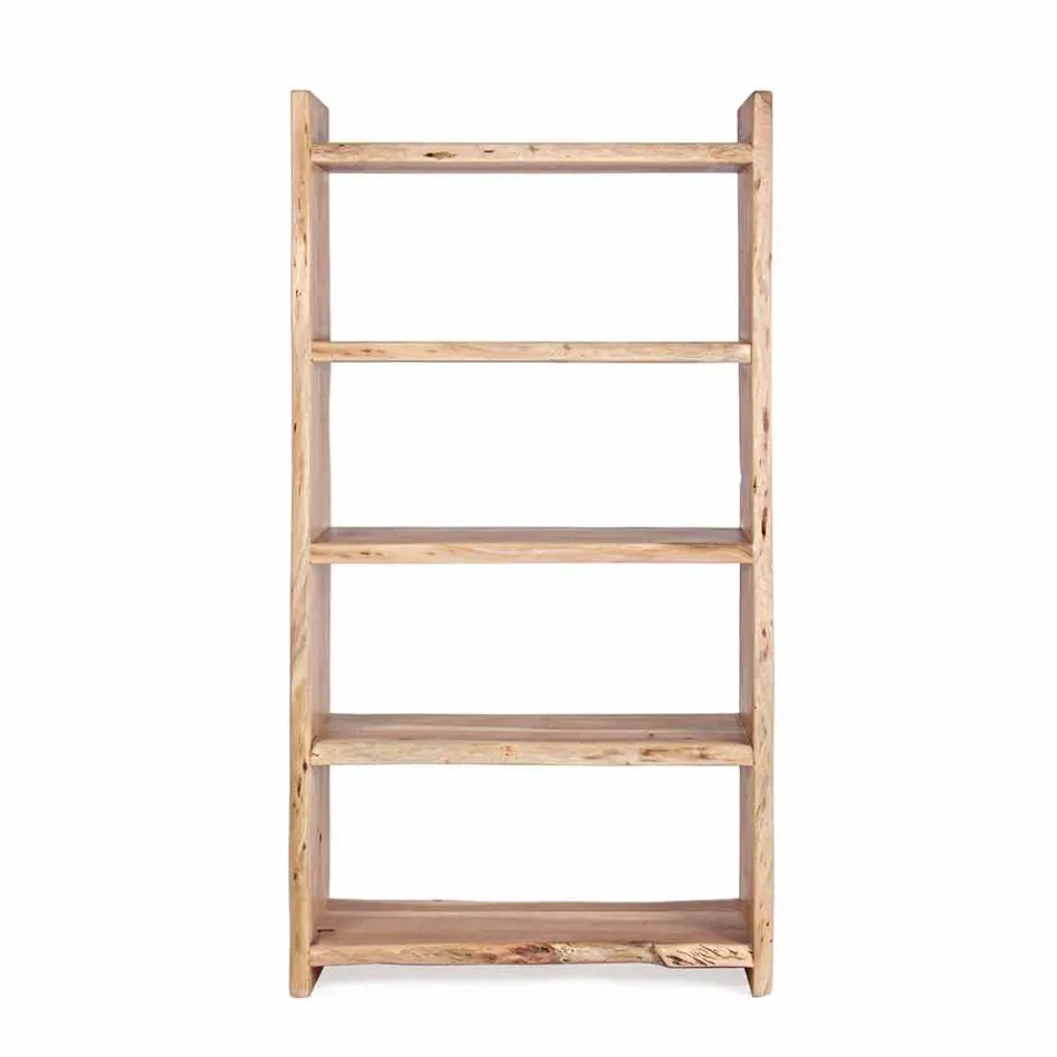 Estante Moderno Piso em Madeira Acácia com 5 Prateleiras Homemotion - Lauro Viadurini