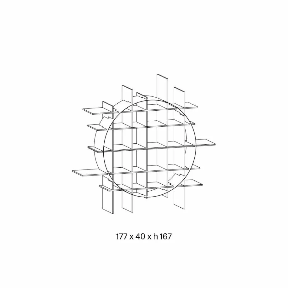 Estante autônoma circular em vidro extraclear e preto escovado - Marco Viadurini