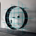 Estante autônoma circular em vidro extraclear e preto escovado - Marco