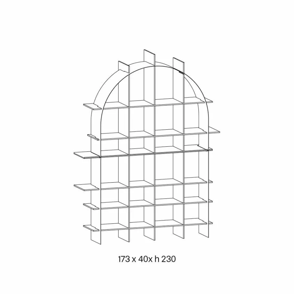 Estante independente arqueada em vidro fumê e design de bronze escovado - Marco Viadurini