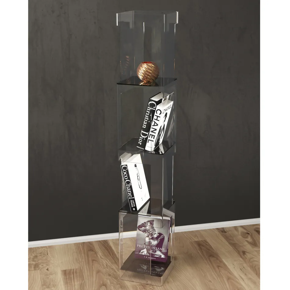 Estante Autoportante em Cristal Acrílico Transparente ou Fumado - Icaria Viadurini