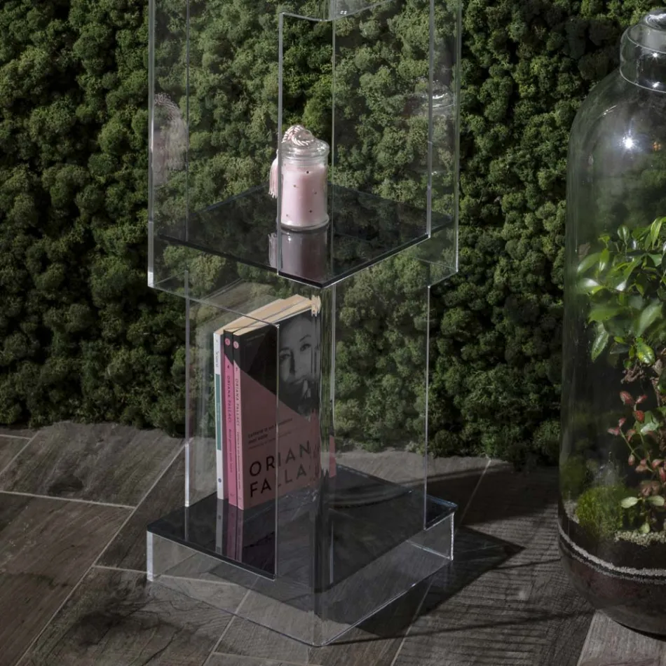 Estante Autoportante em Cristal Acrílico Transparente ou Fumado - Icaria Viadurini