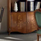 Estante em Madeira de Nogueira Bassano Incrustada com Portas Made in Italy - Commodo Viadurini