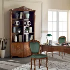 Estante de madeira de nogueira Bassano embutido com portas Made in Italy - Comodo Viadurini