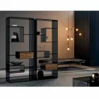 Estante em vidro fumê com Canaletto Walnut Wood Drawer Italian Design - Linzy Viadurini