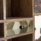 Estante Mango Wood e Gavetas Recicladas com Decoração Homemotion - Auriel Viadurini